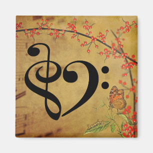 Íman Treble Clef Bass Clef Musical Heart Sheet