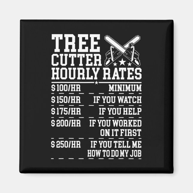 Íman Tree Cutter Hourly Rate Funny Lumberjack Arborist  (Frente)