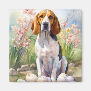 Íman Treeing Walker Coonhound com Ovos de Páscoa Feriad