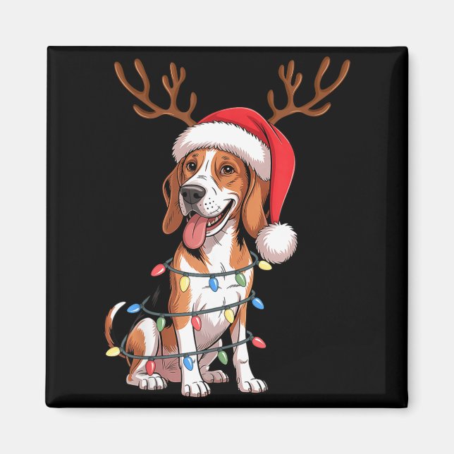 Íman Treeing Walker Coonhound Dog Christmas Lights Sant (Frente)