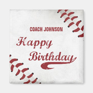 Íman Treinador Feliz Aniversário Grande Grunge Basebal