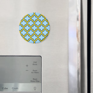 Íman Trellis azul e amarela, lete, quatrefoil