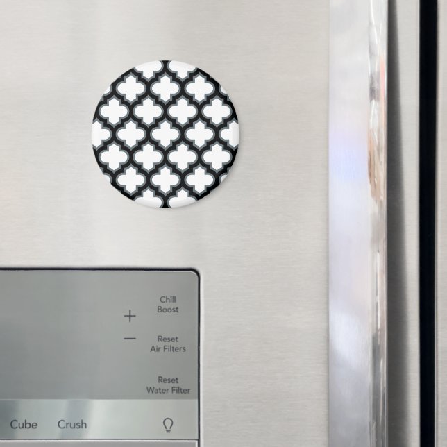 Íman Trellis branca e preta, lete, quatrefoil (In Situ (Fridge))