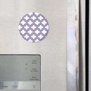 Íman Trellis branca e roxa, lete, quatrefoil