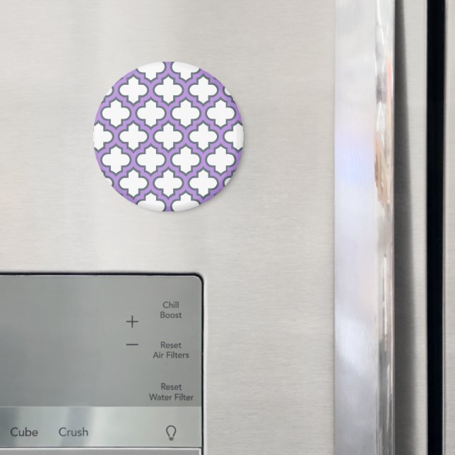 Íman Trellis branca e roxa, lete, quatrefoil (In Situ (Fridge))