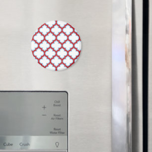 Íman Trellis branca e vermelha, lete, quatrefoil