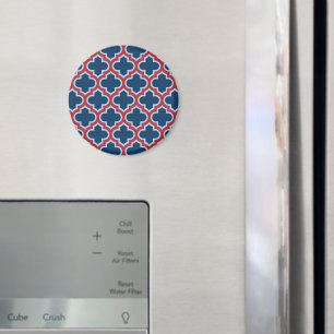 Íman Trellis, Latice, Quatrefoil, azul e vermelho marro