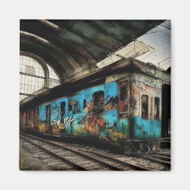 Íman Trem Abandonado com Arte Urbana de Grafite