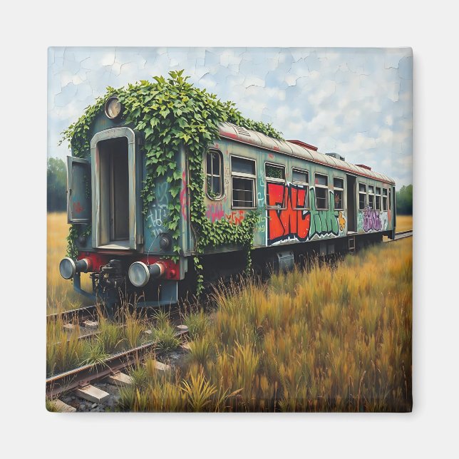 Íman Trem de trem abandonado coberto de hera e grafite (Frente)