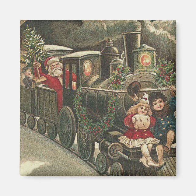 Íman Trem do Papai Noel com Guirlanda de Azevinho para  (Frente)