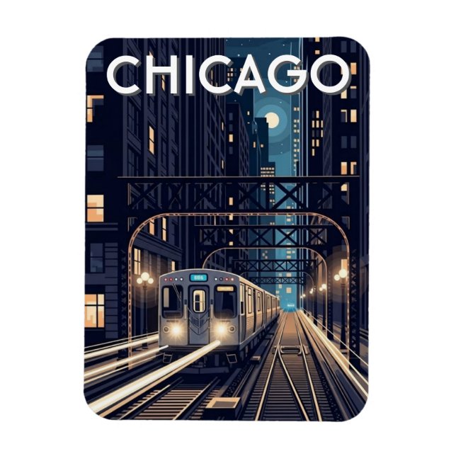 Íman Trem L Chicago Illinois Viagem (Vertical)