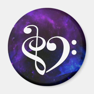 Íman Tremor Clef Bass Clef Coração Roxo Nebulosa Azul