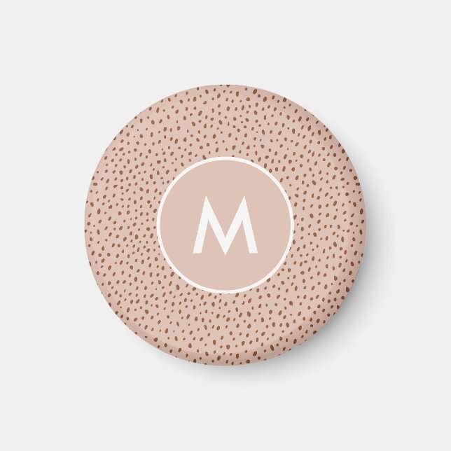 Íman Trendy Beige Monograma com Terracotta Boho Brown (Frente)