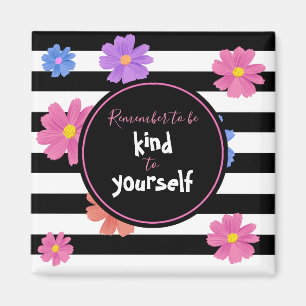 Íman Trendy Floral Black & White Stripes Inspiracional