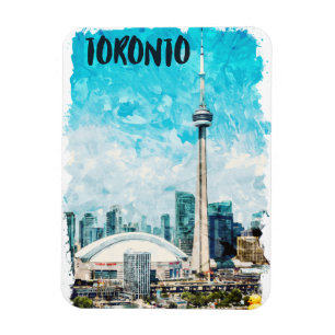 Íman Trendy Toronto Canada Vintage Watercolor Photo
