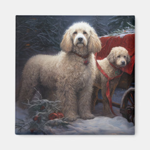 Íman Trenó de Neve de Poodle Decoração de Natal