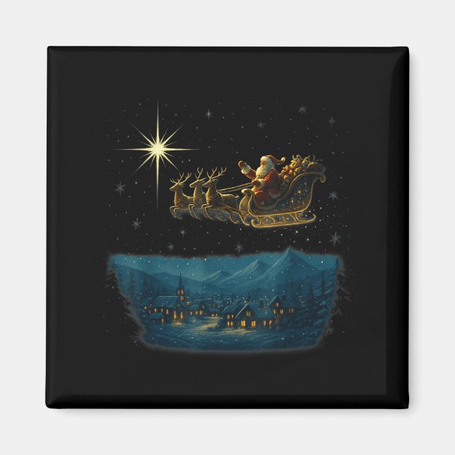 Íman Trenó do Papai Noel com Estrelas e  (Frente)