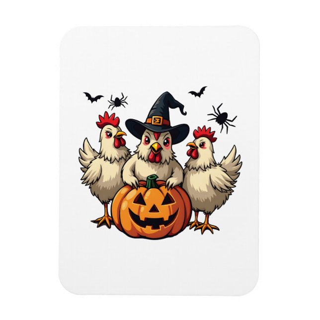 Íman Três Bruxas de Queda de Frangos de Halloween (Vertical)