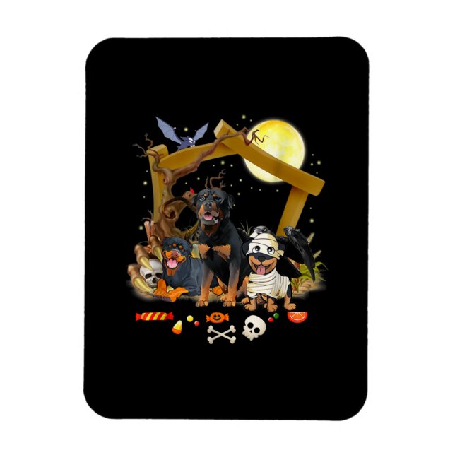 Íman Três Cães Rottweiler Cães de Halloween Presente no (Vertical)