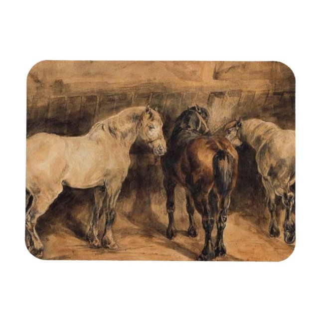 Íman Três Cavalos na sua estábula (Horizontal)