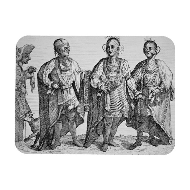 Íman Três Cherokee Chiefs americanos, 1762 (gravura) (Horizontal)