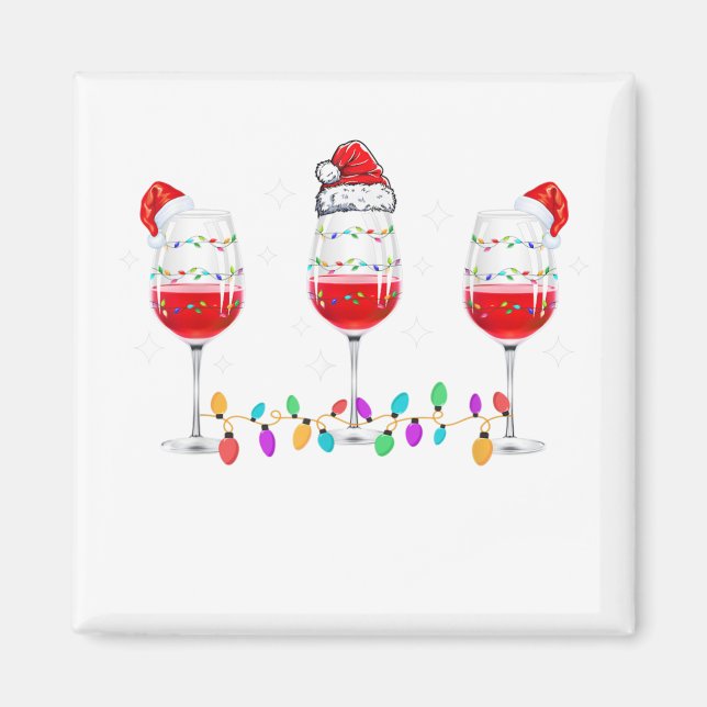 Íman Três copos de vinho Noite Santa Hat X (Frente)