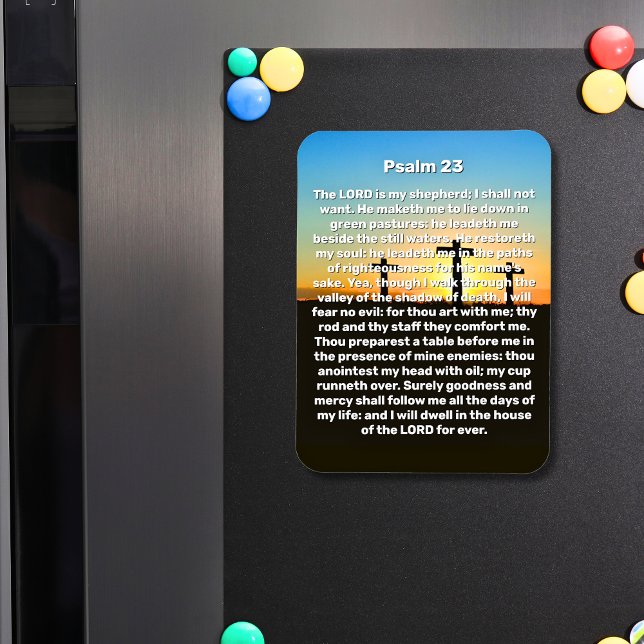 Íman Três Cruzes Salmo 23 Oração Sunset (Three Crosses Psalm 23 Sunset Prayer Magnet)
