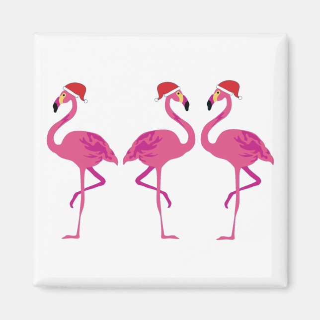 Íman Três Flamingos de Natal (Frente)