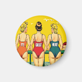 Íman Três Garotas Pin-up por Trás, Humor de Praia, Dive