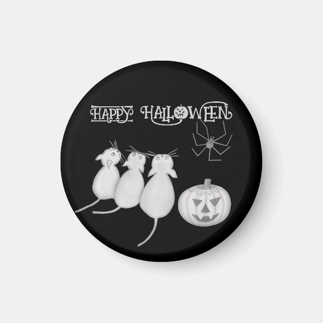 Íman Três Gatos, Abóbora e Aranha Halloween (Frente)