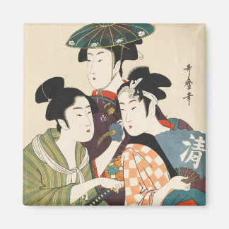 Íman Três jovens, homens ou mulheres, Utamaro