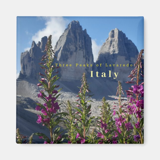 Íman Três Picos de Lavaredo Wildflower Itália (Frente)