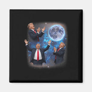 Íman Três Trumps Uivando à Lua Meme Estranho Trump 