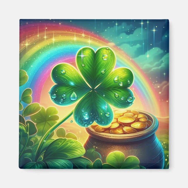 Íman Trevo do dia do Rainbow Saint Patrick (Frente)
