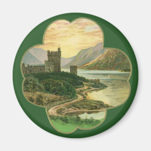 Íman Trevo Dourado afortunado do vintage com um castelo