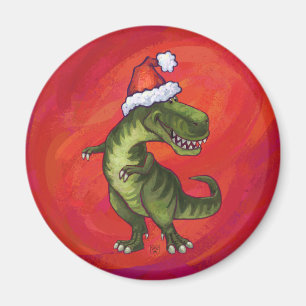 Íman TRex Dino em Santa Hat em Vermelho