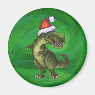 Íman TRex em Santa Hat em Verde