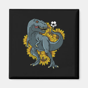 Íman Trex Jogando Futebol Girassol Engraçado Dinossauro