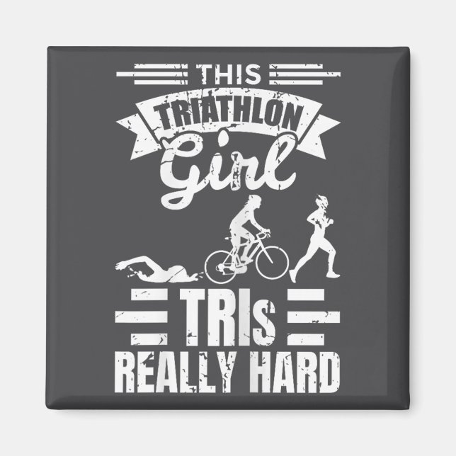 Íman Triathlete Girls Funny Triathlon  (Frente)