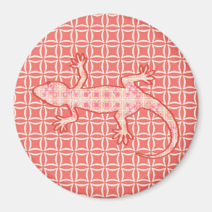 Íman Tribal batik Gecko - cor-de-rosa e creme