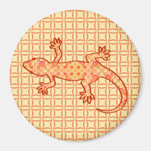 Íman Tribal batik Gecko - coral e laranja claro