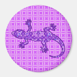 Íman Tribal batik Gecko - violeta e ametista roxo