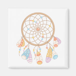 Íman Tribal Boho Dreamcatcher em Branco