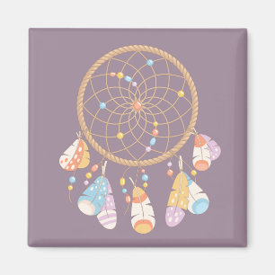 Íman Tribal Boho Dreamcatcher Em Roxo