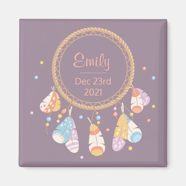 Íman Tribal Boho Dreamcatcher Nova Bebê (Frente)