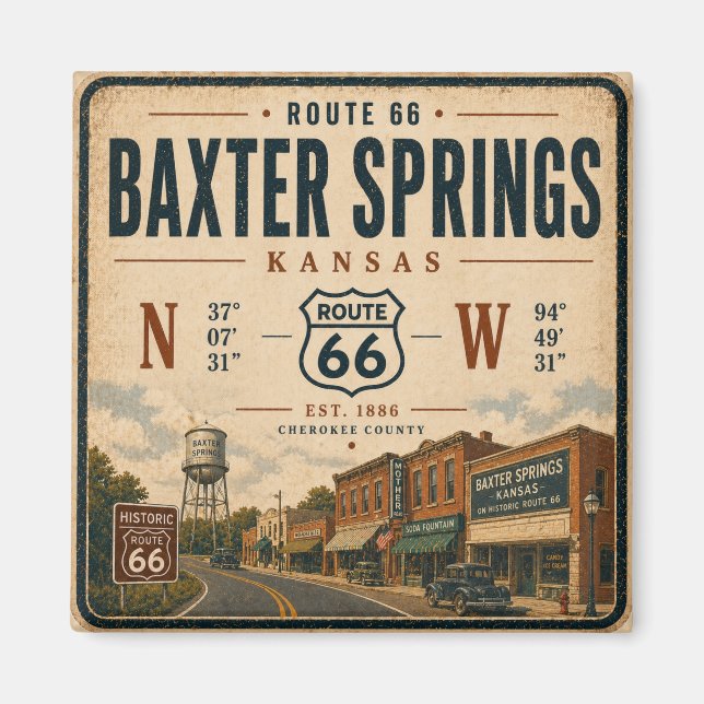 Íman Tributo ao Patrimônio da Estrada Baxter Springs (Frente)