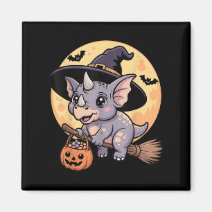 Íman Triceratops Bruxo Chapéu Pumpkin Figurino de Hallo