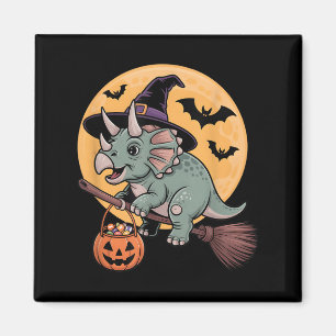 Íman Triceratops Bruxo Chapéu Pumpkin Figurino de Hallo