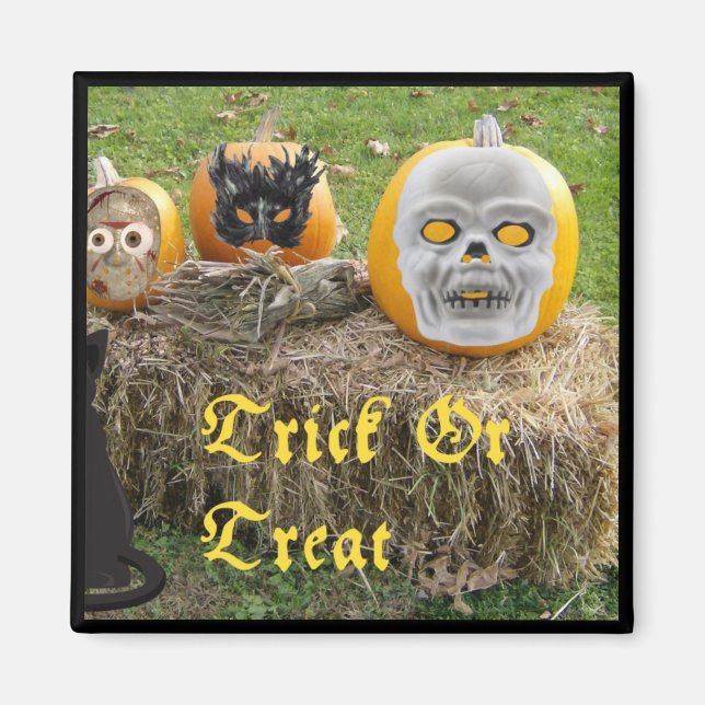 Íman Trick Or Treat Abóboras Sinistras em Palheiro (Frente)