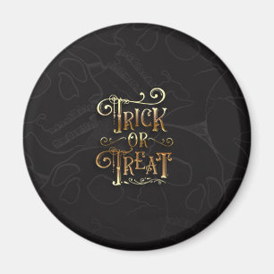 Íman Trick or Treat Caveiras Preto & Dourado Halloween